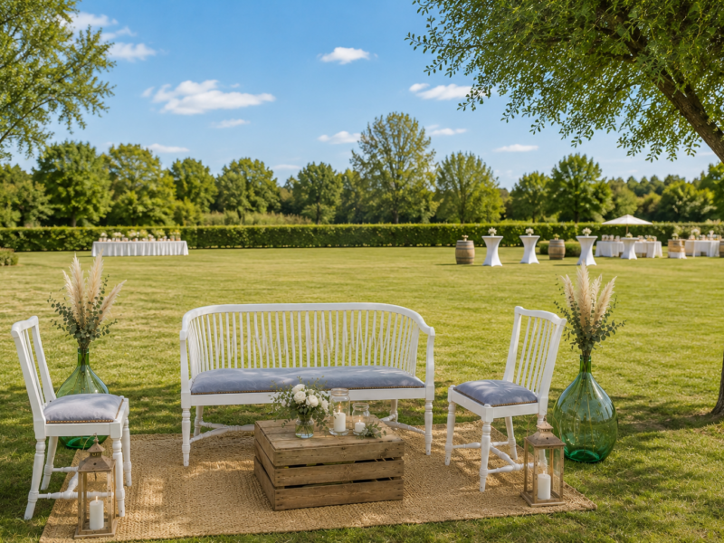 Un espace de détente pensé pour vos invités Parce qu&rsquo;un mariage se vit autant qu&rsquo;il se partage, nous créons des espaces lounge élégants.