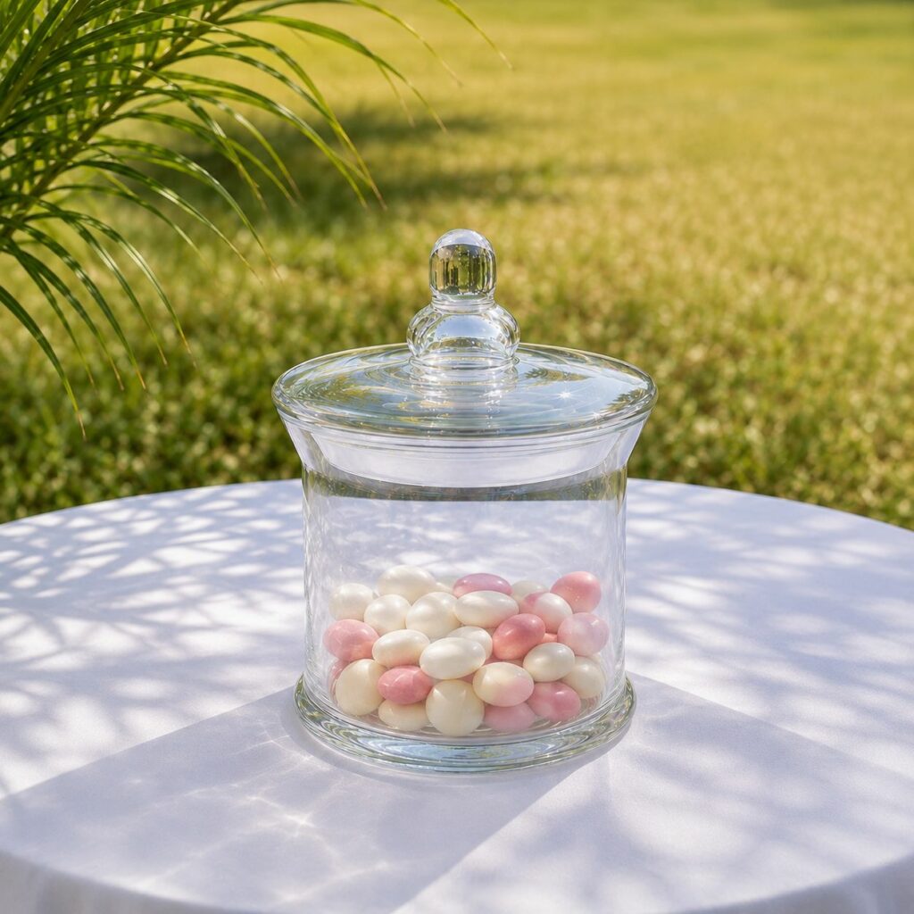 Bonbonnière en verre avec couvercle