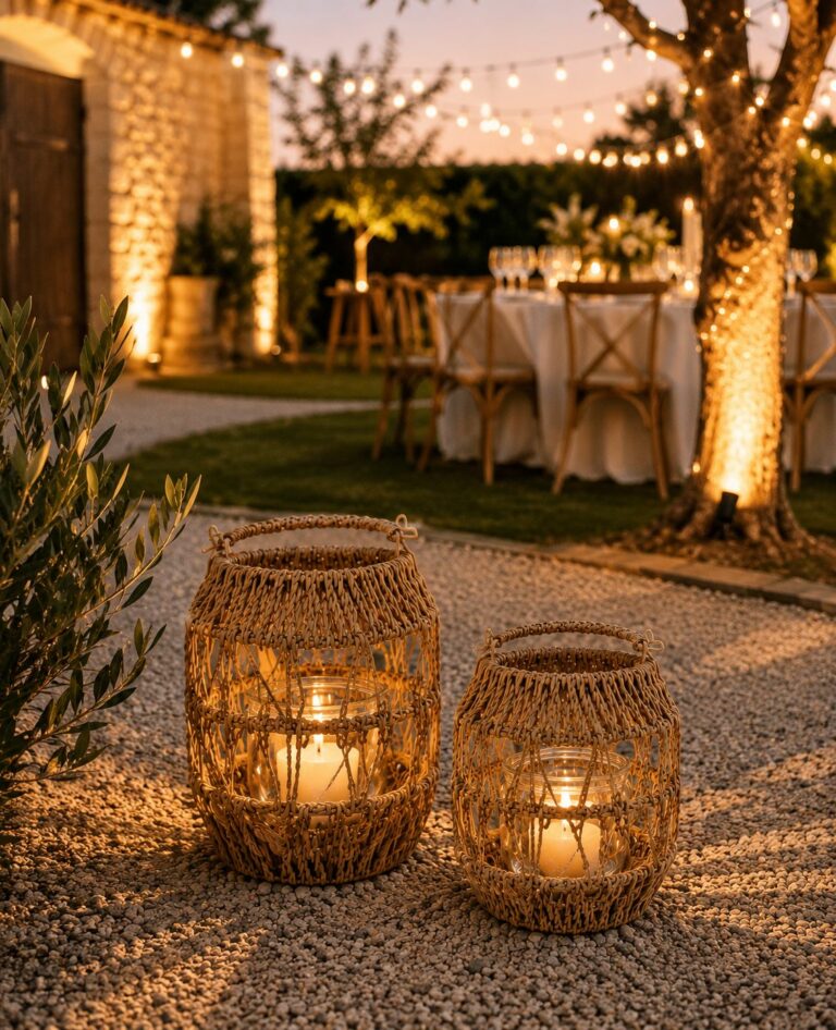 Lot de 2 lanternes en osier