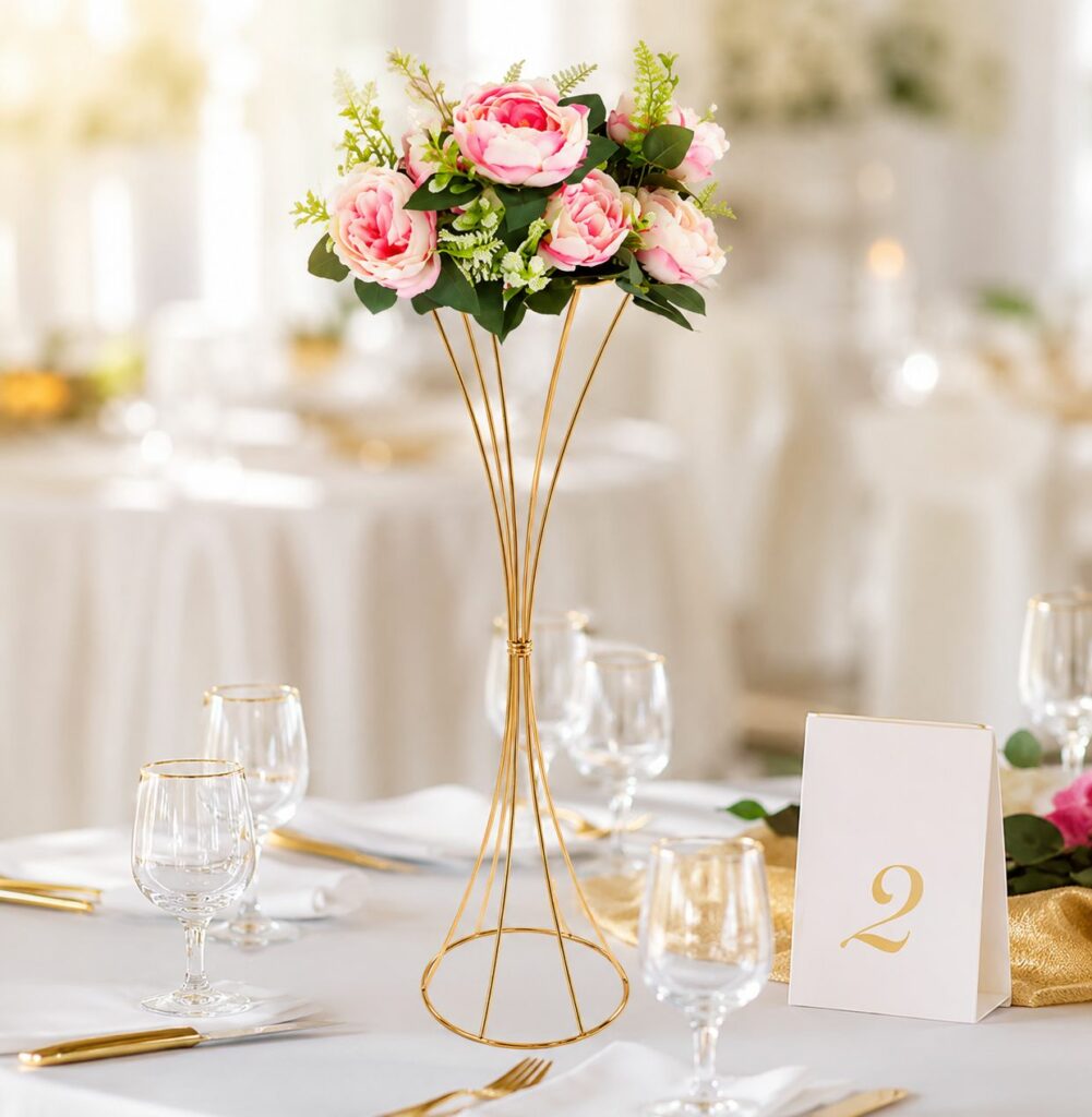 Centre de table haut doré – H 80 cm