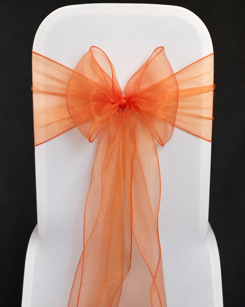Nœud de chaise en organza orange